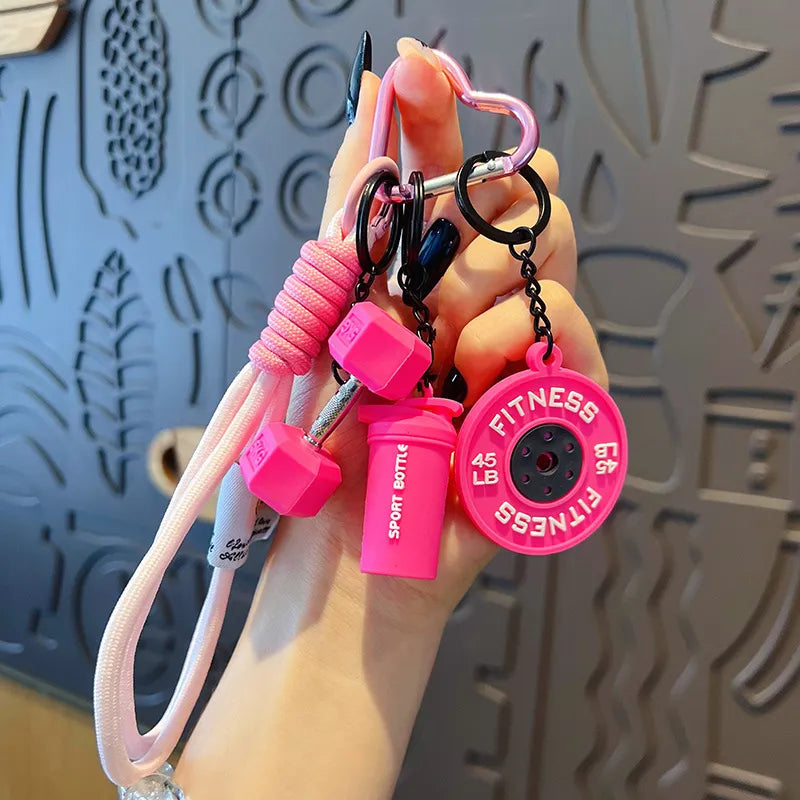 💪Fitness Keychain Set – Dumbbell, Kettlebell & Weight Plate Pendant