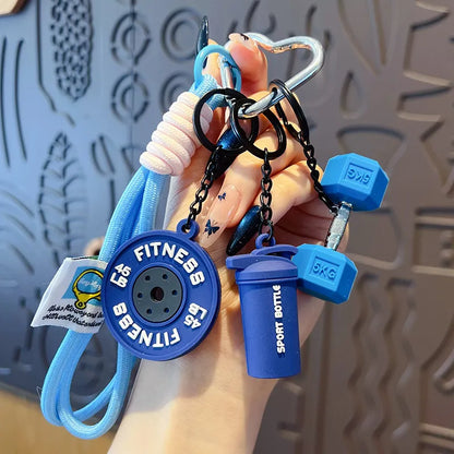 💪Fitness Keychain Set – Dumbbell, Kettlebell & Weight Plate Pendant