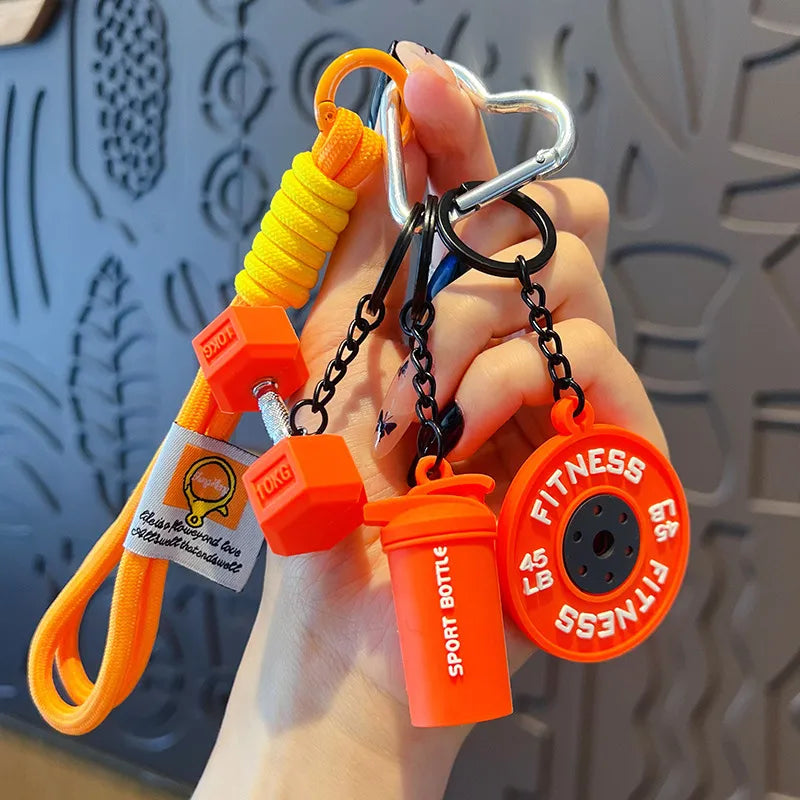 💪Fitness Keychain Set – Dumbbell, Kettlebell & Weight Plate Pendant