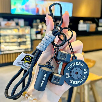 💪Fitness Keychain Set – Dumbbell, Kettlebell & Weight Plate Pendant
