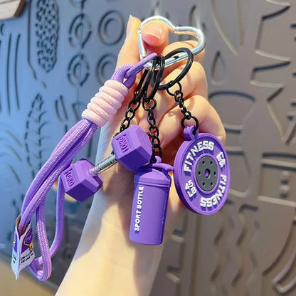 💪Fitness Keychain Set – Dumbbell, Kettlebell & Weight Plate Pendant