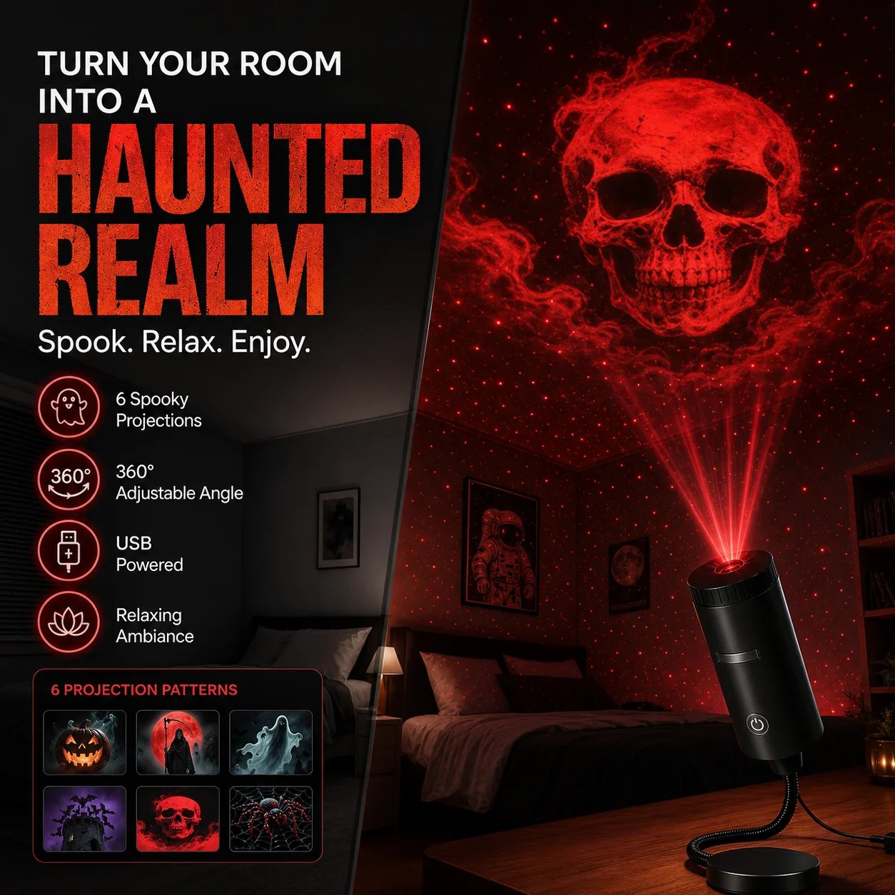 🎃🎄 Plug-&-Play HD Christmas Projector – 6 or 10 Festive Scenes