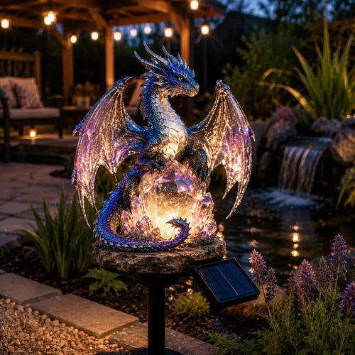 🐉Crystal Dragon Solar Garden Stake Light | Fantasy Themed Outdoor Landscape Decor Lamp