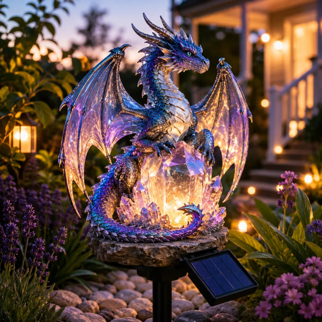 🐉Crystal Dragon Solar Garden Stake Light | Fantasy Themed Outdoor Landscape Decor Lamp