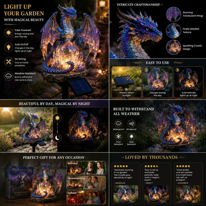 🐉Crystal Dragon Solar Garden Stake Light | Fantasy Themed Outdoor Landscape Decor Lamp