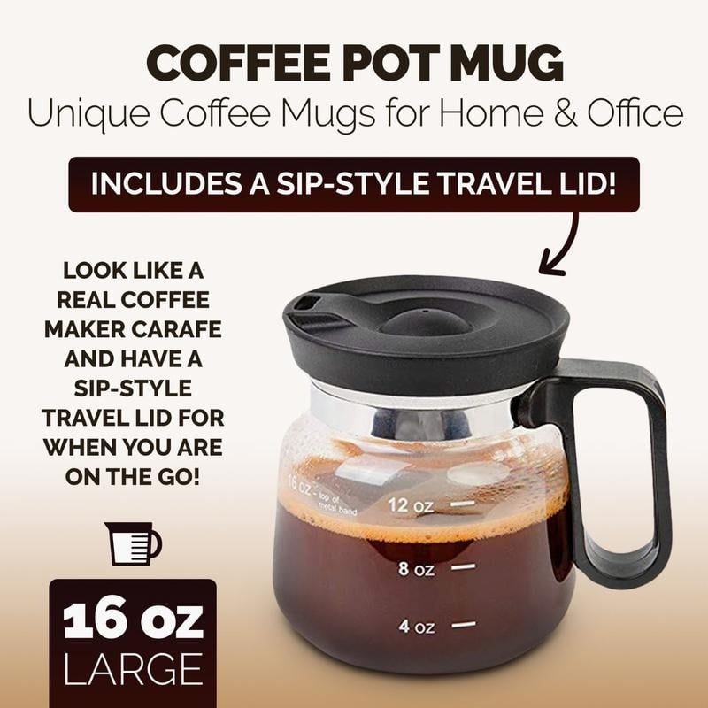 ☕ 16 Oz Glass Coffee Mug – Coffee Pot Style