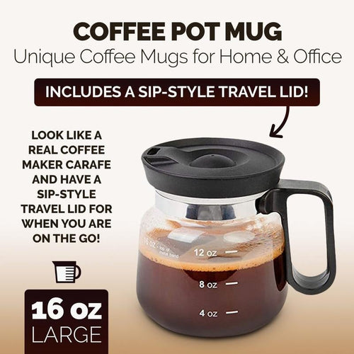 ☕ 16 Oz Glass Coffee Mug – Coffee Pot Style