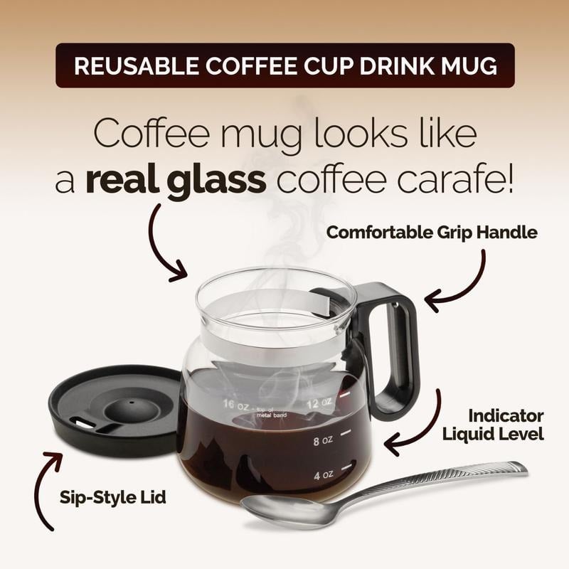 ☕ 16 Oz Glass Coffee Mug – Coffee Pot Style