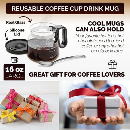 ☕ 16 Oz Glass Coffee Mug – Coffee Pot Style