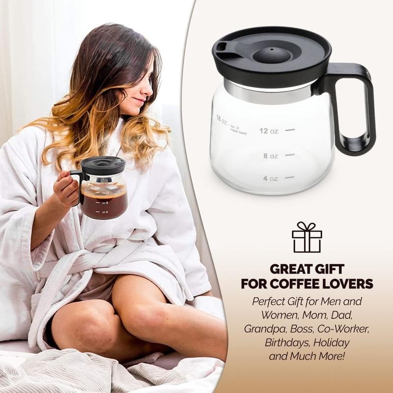 ☕ 16 Oz Glass Coffee Mug – Coffee Pot Style