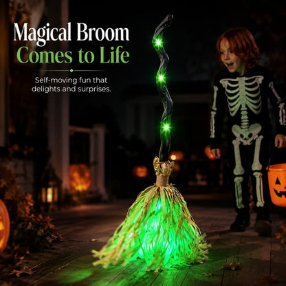 Animated Moving Witch Broom⭐Light‑Sound‑Motion