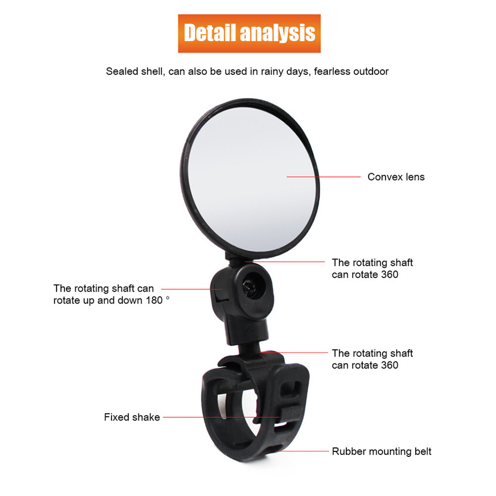 🚲Rotatable Round Bicycle Handlebar Rear View Glass Bike Mirror