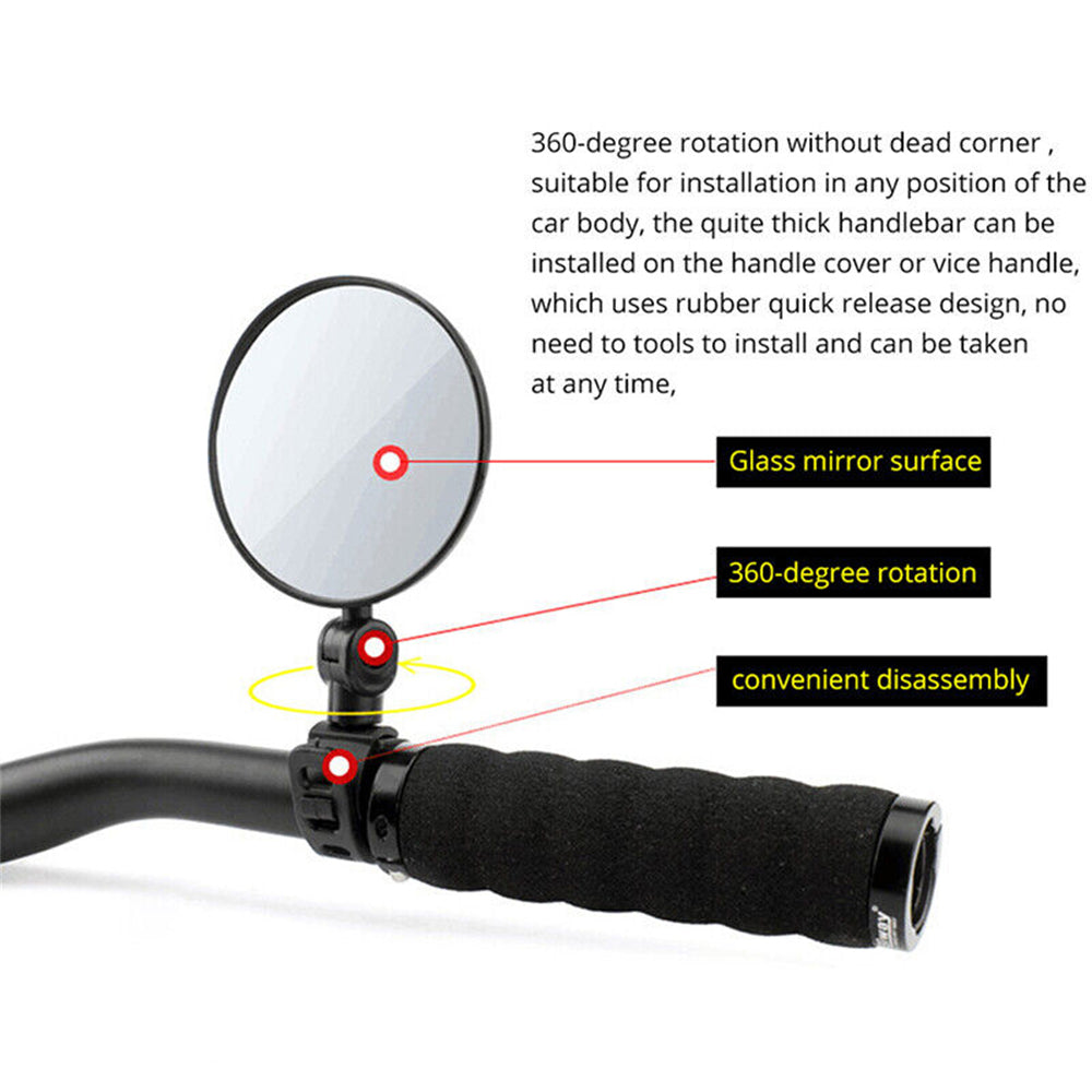 🚲Rotatable Round Bicycle Handlebar Rear View Glass Bike Mirror
