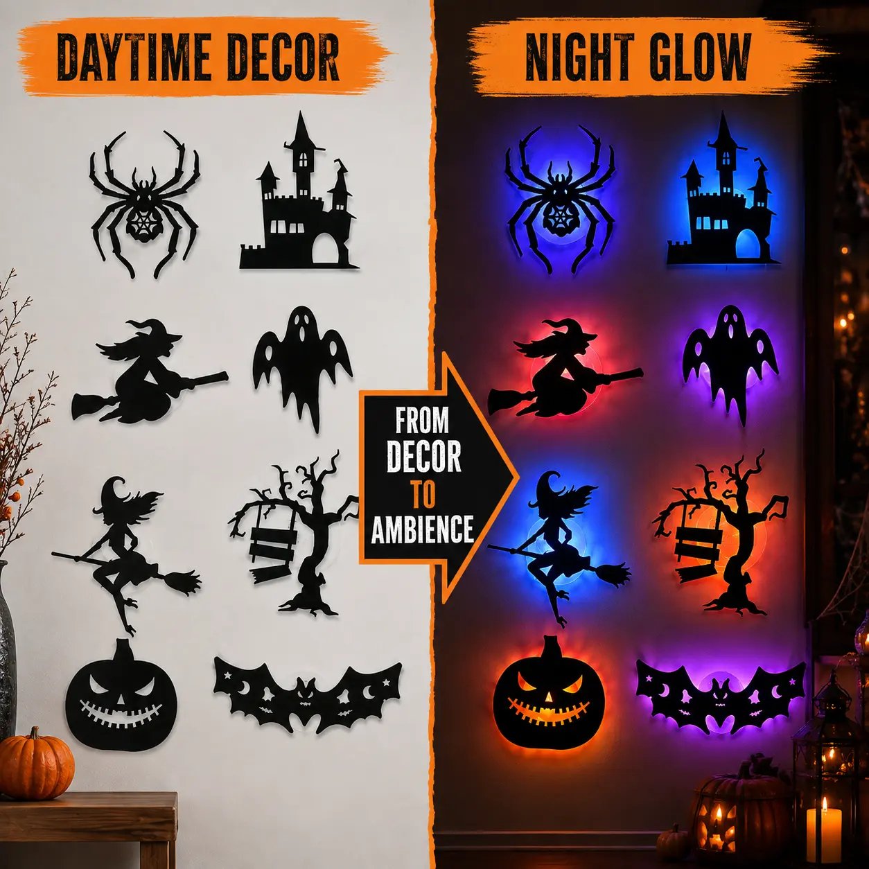 🎃 🌟Halloween LED Silhouette Wall Light Stickers