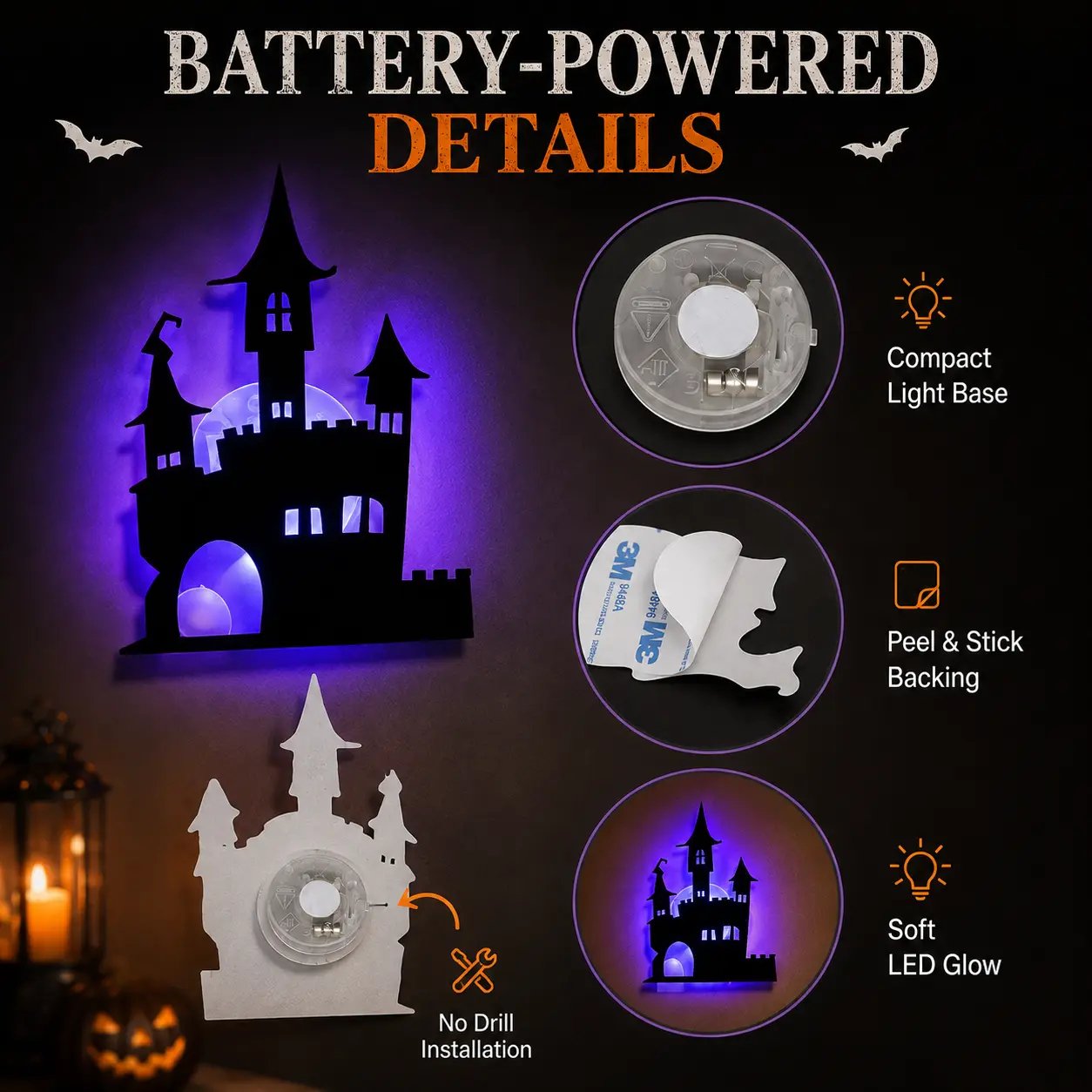 🎃 🌟Halloween LED Silhouette Wall Light Stickers