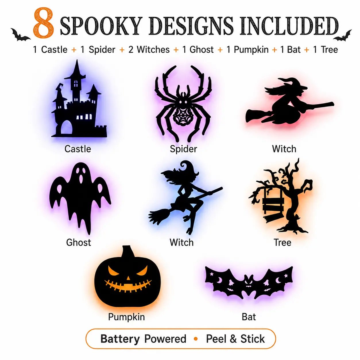 🎃 🌟Halloween LED Silhouette Wall Light Stickers