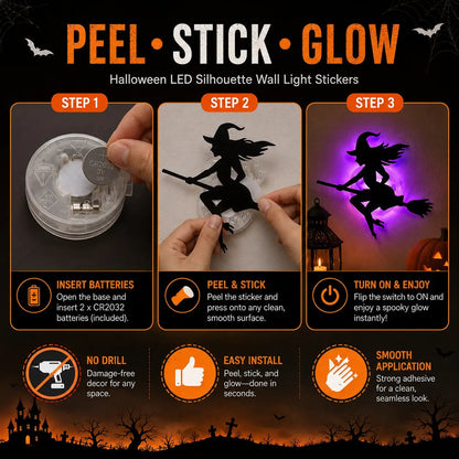 🎃 🌟Halloween LED Silhouette Wall Light Stickers