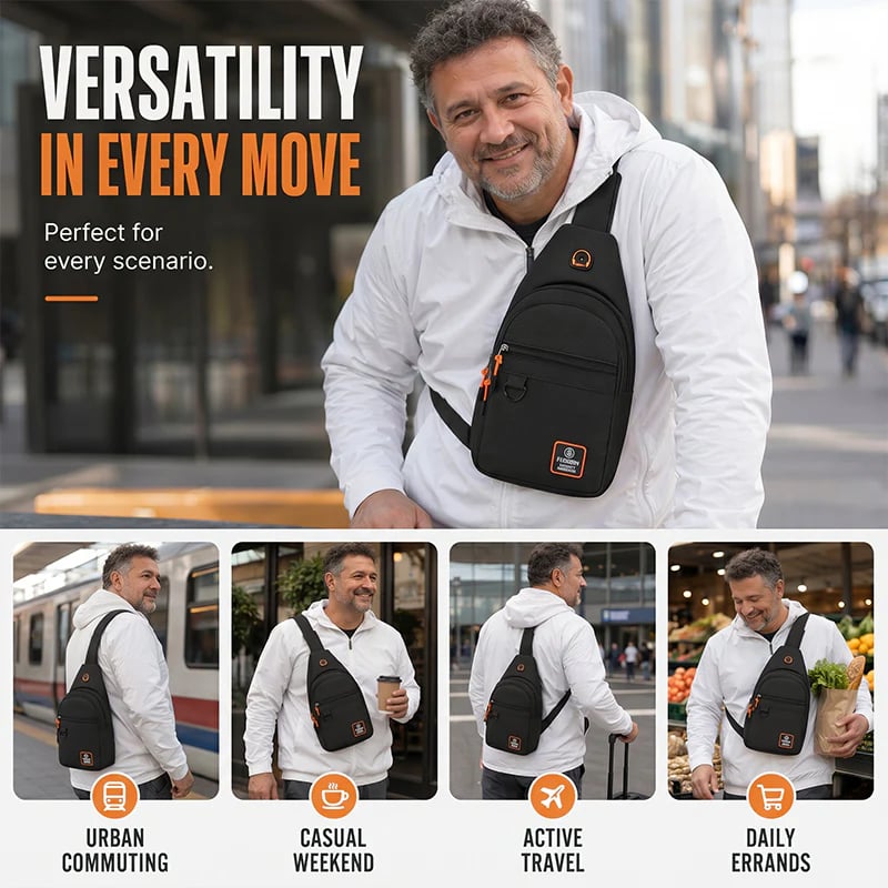 🎒 Waterproof Multi-pocket Crossbody Sling Bag