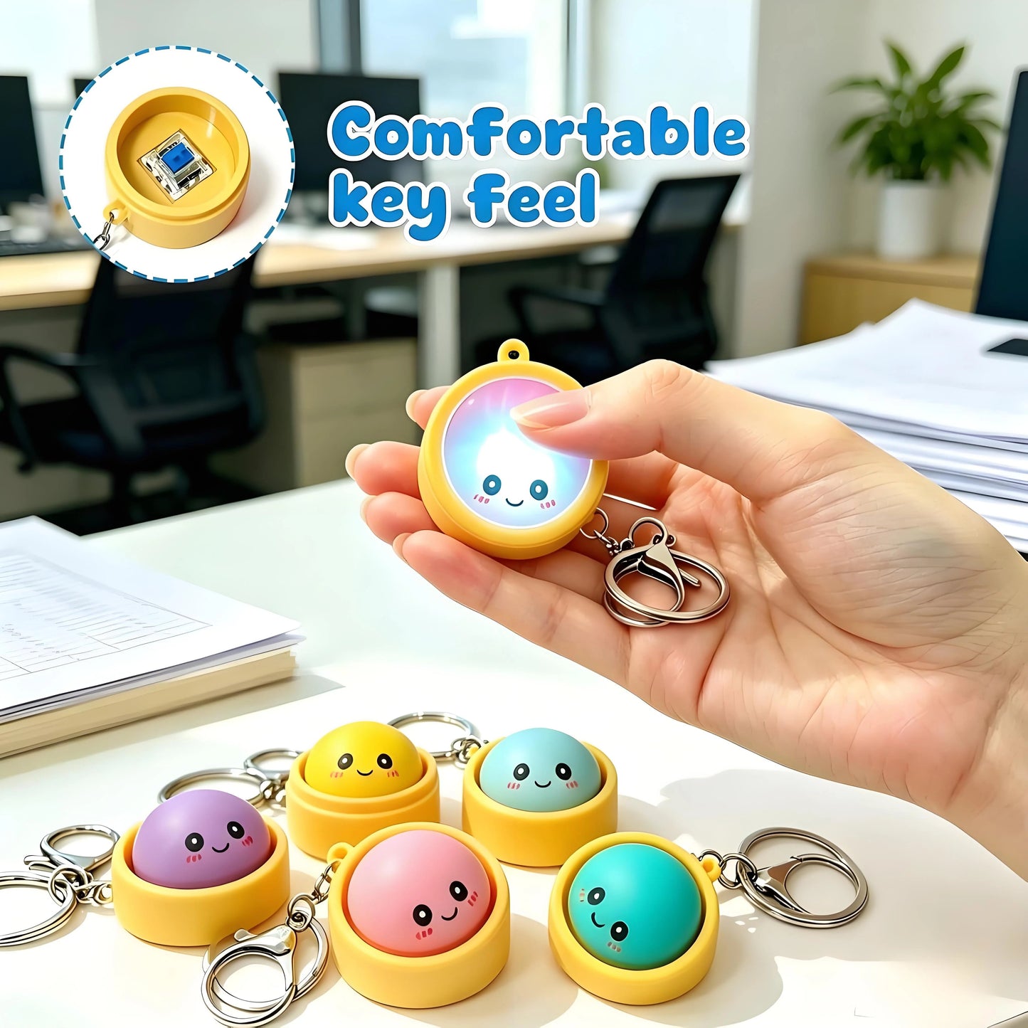 🥰 Cute Dumpling Pressable Fidget Keychain - touch sensing light