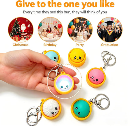 🥰 Cute Dumpling Pressable Fidget Keychain - touch sensing light