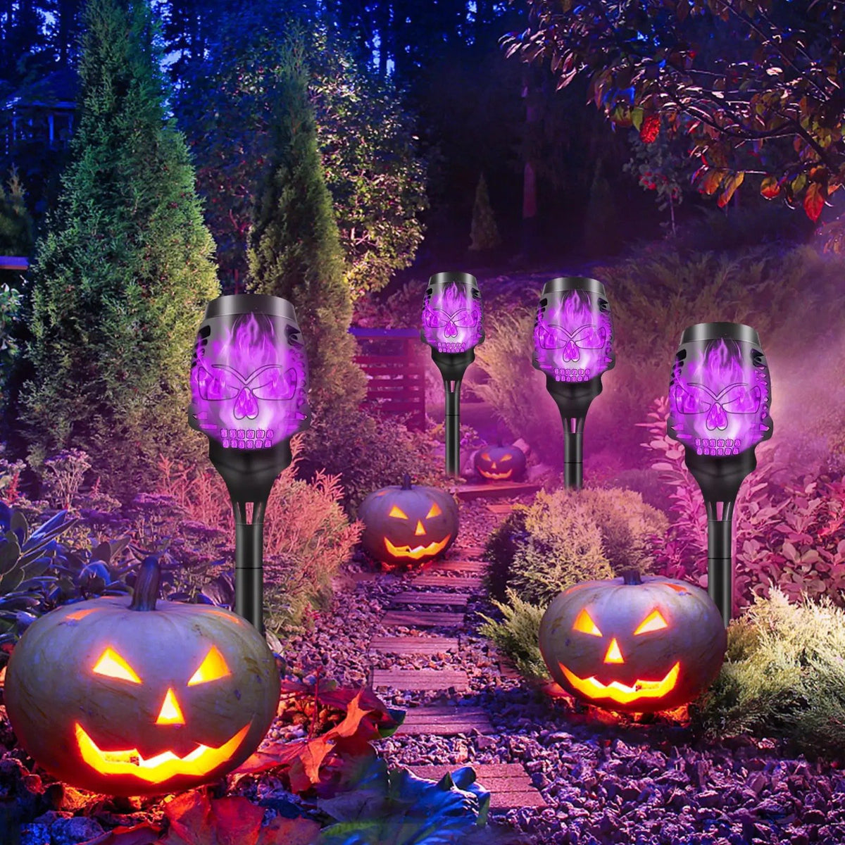 Halloween Solar Skull Flame Lights💀