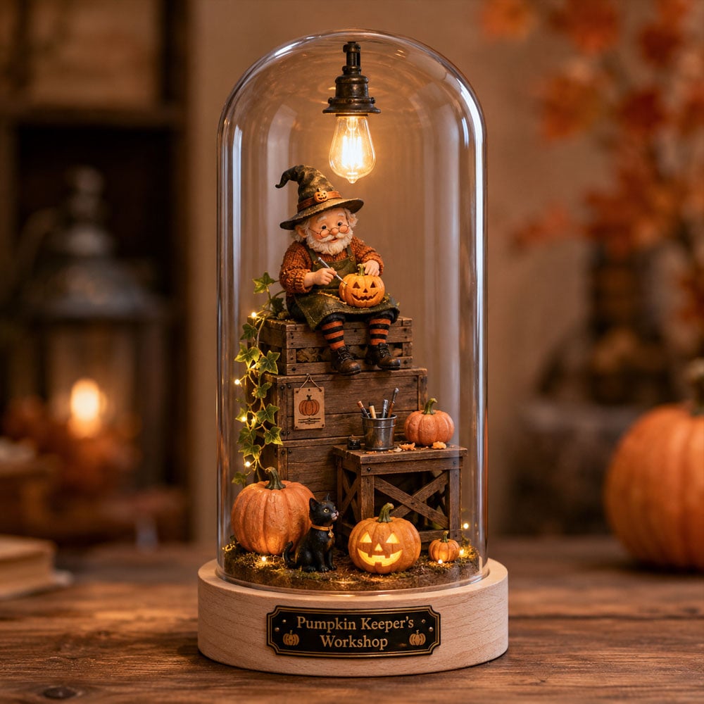 🎃 Halloween Glass Dome Miniature Scene Ambient Lamp