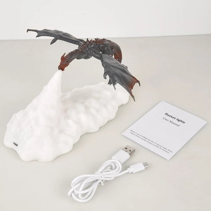 🔥 Fire Dragon 3D Sculpture Dragon Lamp