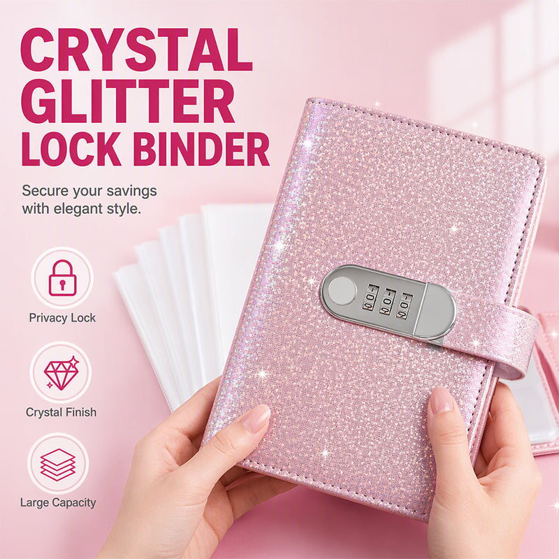 💖 Glitter Combination Lock Budget Binder - Secret Cash & Receipt Organizer
