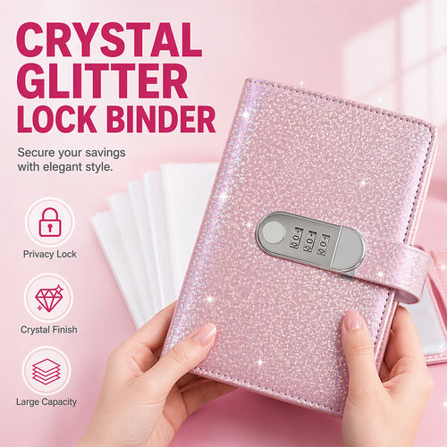 💖 Glitter Combination Lock Budget Binder - Secret Cash & Receipt Organizer