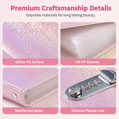 💖 Glitter Combination Lock Budget Binder - Secret Cash & Receipt Organizer