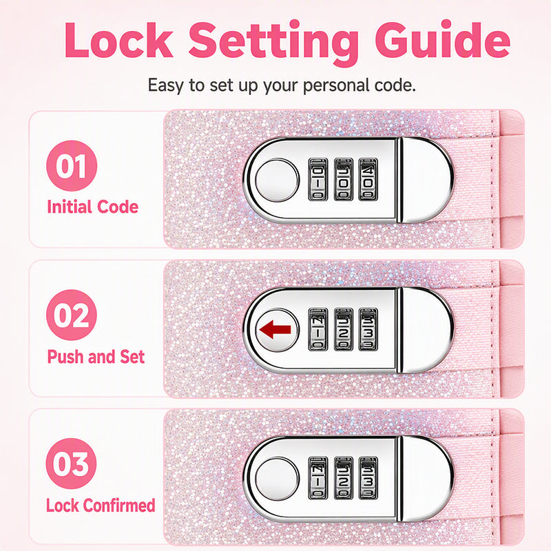 💖 Glitter Combination Lock Budget Binder - Secret Cash & Receipt Organizer