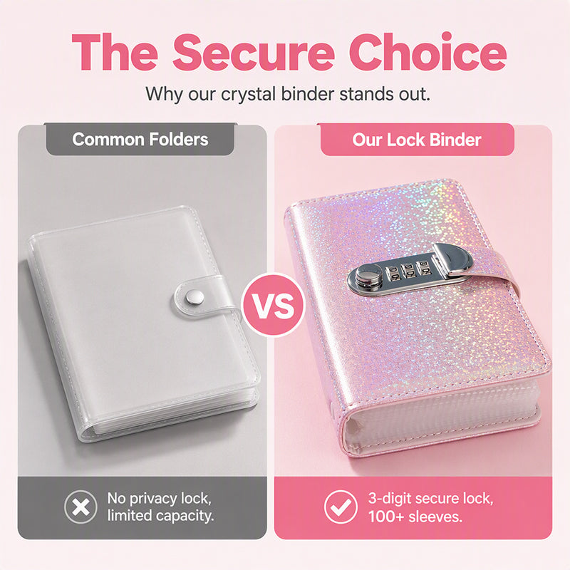 💖 Glitter Combination Lock Budget Binder - Secret Cash & Receipt Organizer
