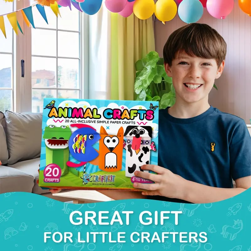 Craftikit Kids Craft Kit - 20 DIY Paper Crafts for Ages 3-8