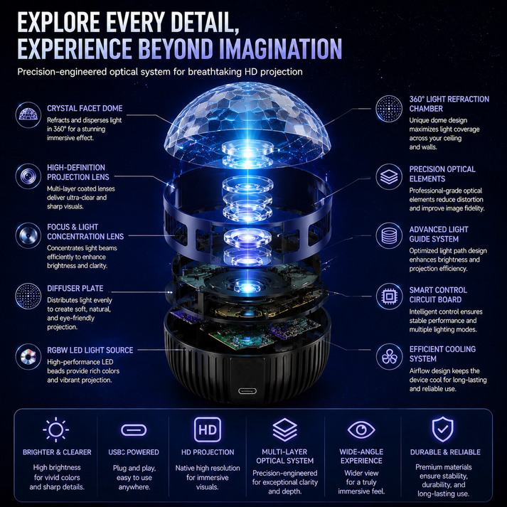 🎁360° Smart Holographic Starry Sky Projector (HD Smart Dynamic 5D)