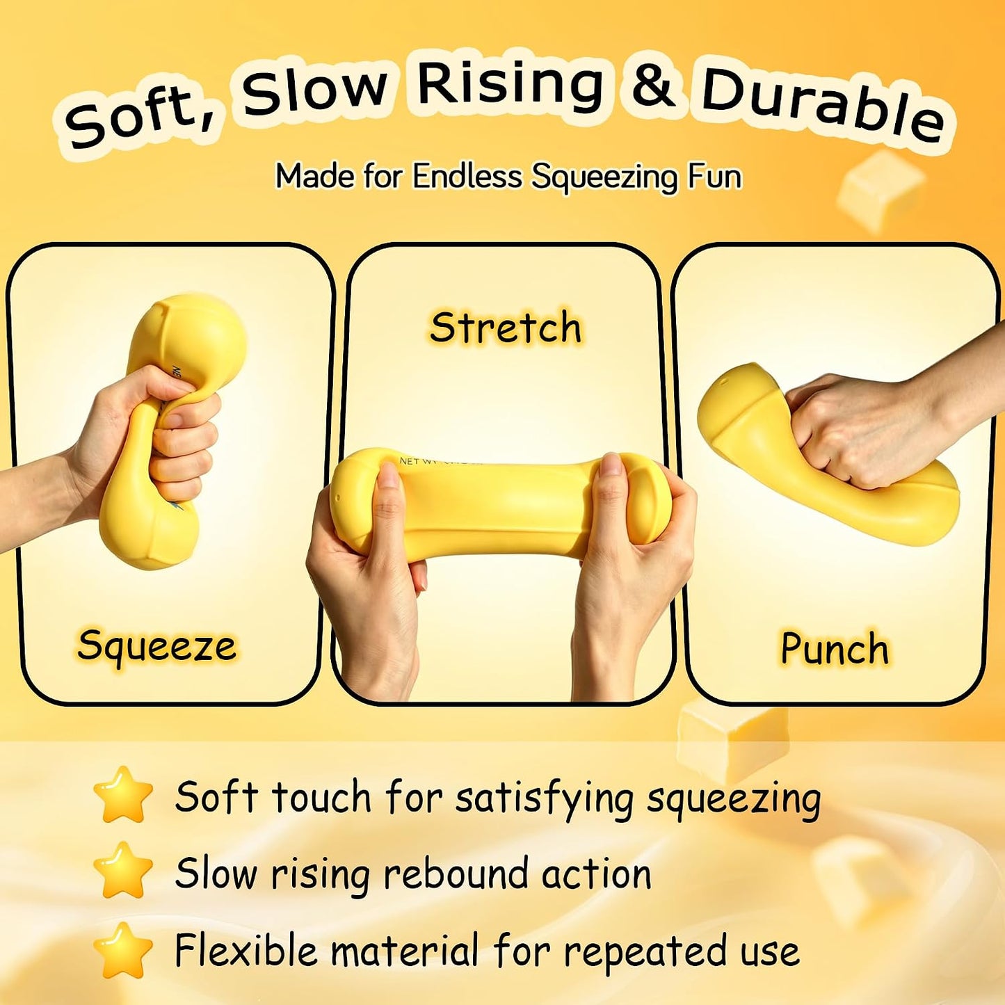 🧈Crunchy Sound Butter Bar Squishy Toy - Soft Squeeze Fidget Toy