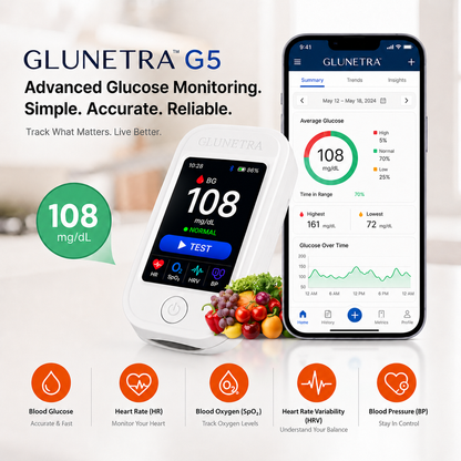 Non-Invasive Glucose & Health Monitor | 🩸 No Finger Pricks Blood Sugar Monitoring Device