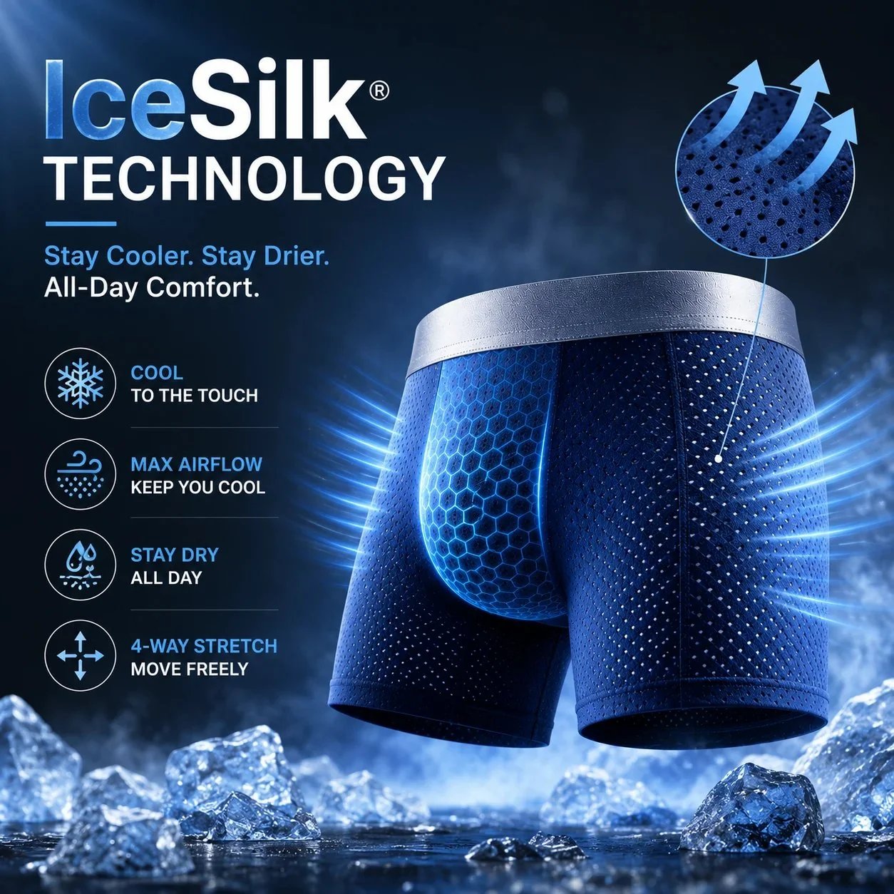 🩲 Premium Leakproof lce Silk Mesh Men's Boxer