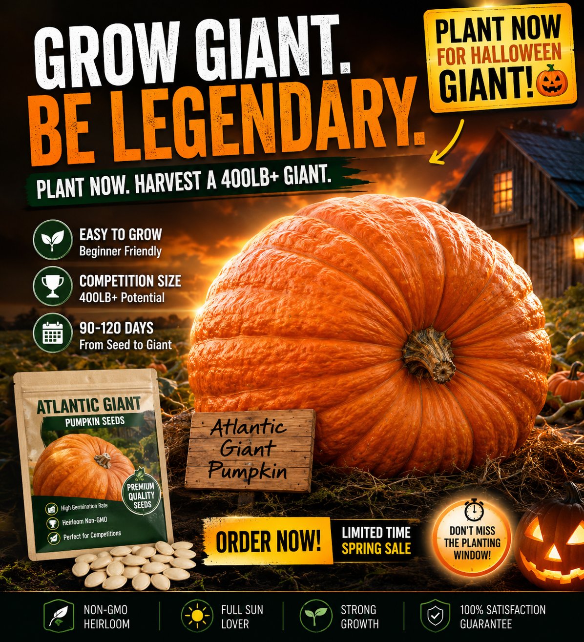 🎃 Grow Your Own Giant Pumpkins – Atlantic Giant Heirloom Seeds