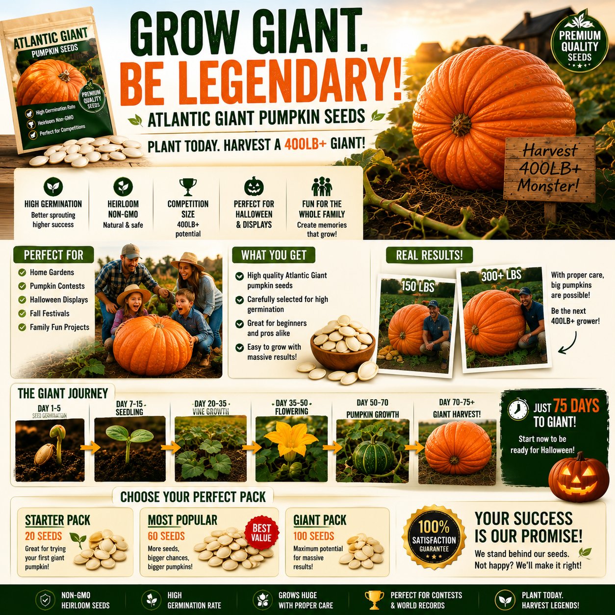 🎃 Grow Your Own Giant Pumpkins – Atlantic Giant Heirloom Seeds