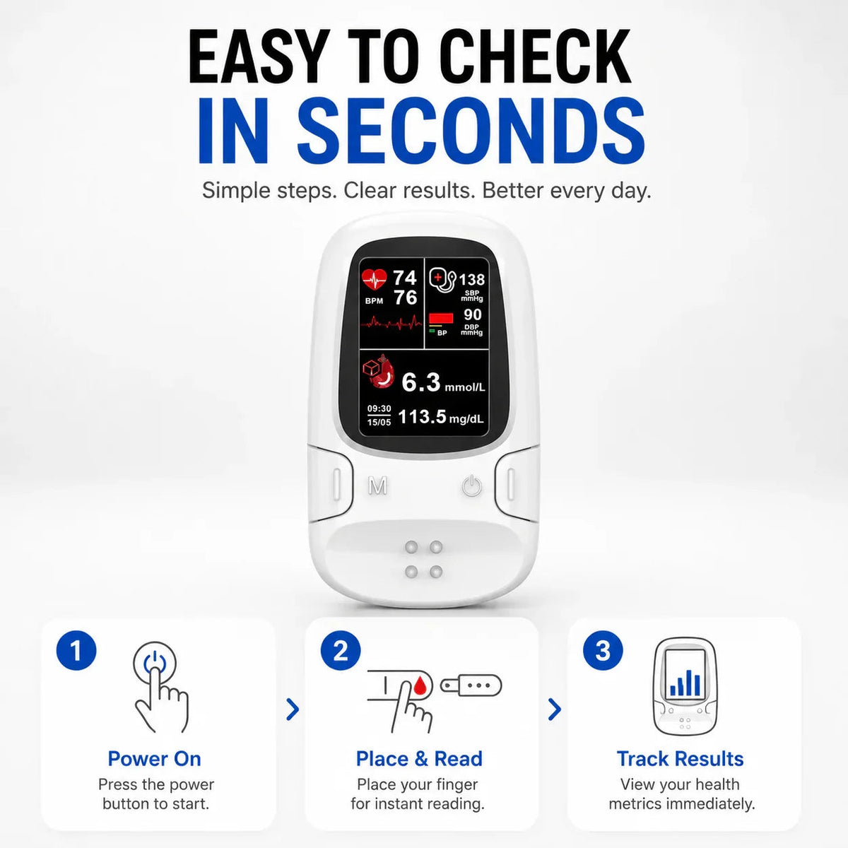 🧑‍⚕️Smart Non-Invasive Blood Glucose Monitor, Accurate Real-Time Blood Sugar Detector, Portable Household Health Tester