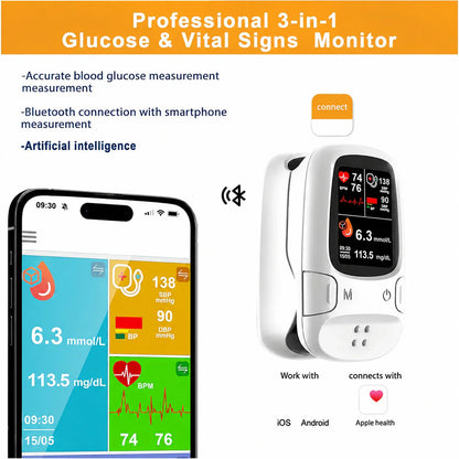 🧑‍⚕️Smart Non-Invasive Blood Glucose Monitor, Accurate Real-Time Blood Sugar Detector, Portable Household Health Tester