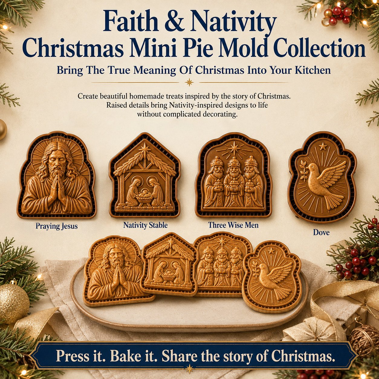 🥧 Faith & Nativity Christmas Mini Pie Mold Collection