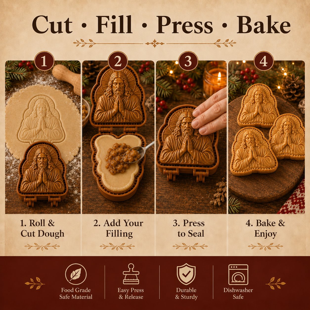 🥧 Faith & Nativity Christmas Mini Pie Mold Collection