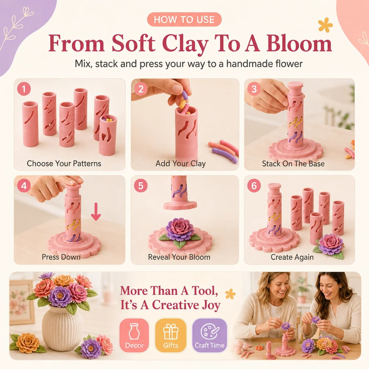 🌸 Beginner-Friendly Modular Clay Bloom Maker Set