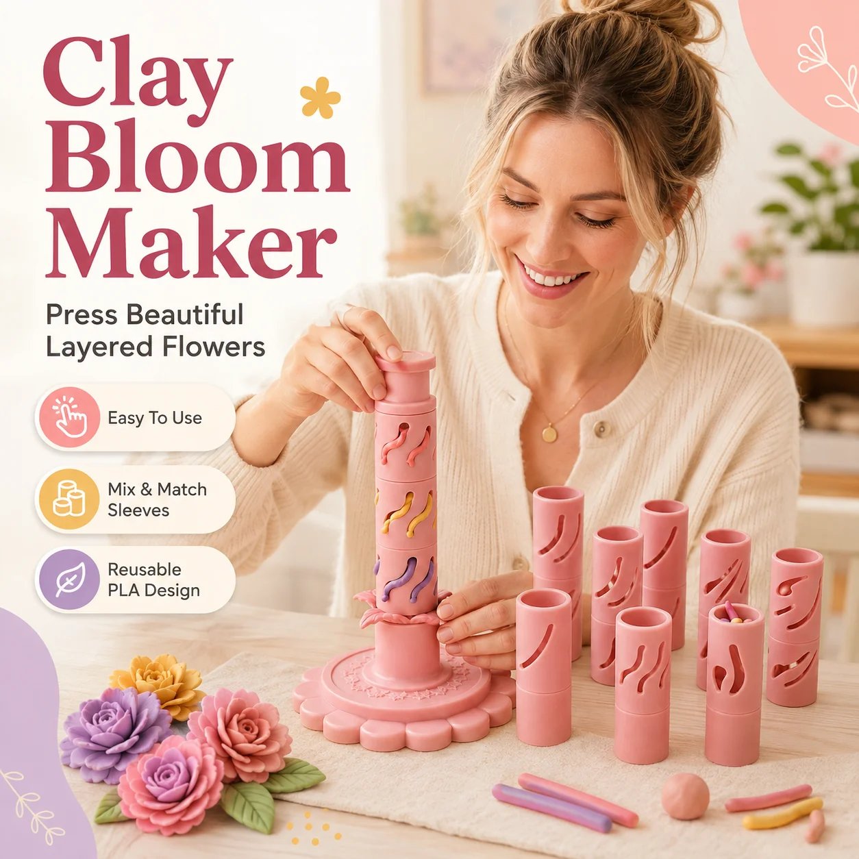 🌸 Beginner-Friendly Modular Clay Bloom Maker Set