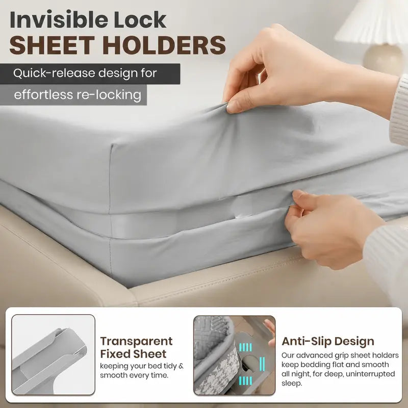 🛏️ 4-Pack Heavy Duty Bed Sheet Clips, Locking Mattress Corner Holders