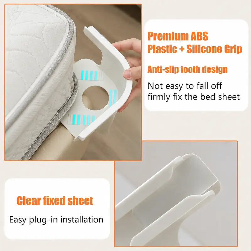 🛏️ 4-Pack Heavy Duty Bed Sheet Clips, Locking Mattress Corner Holders