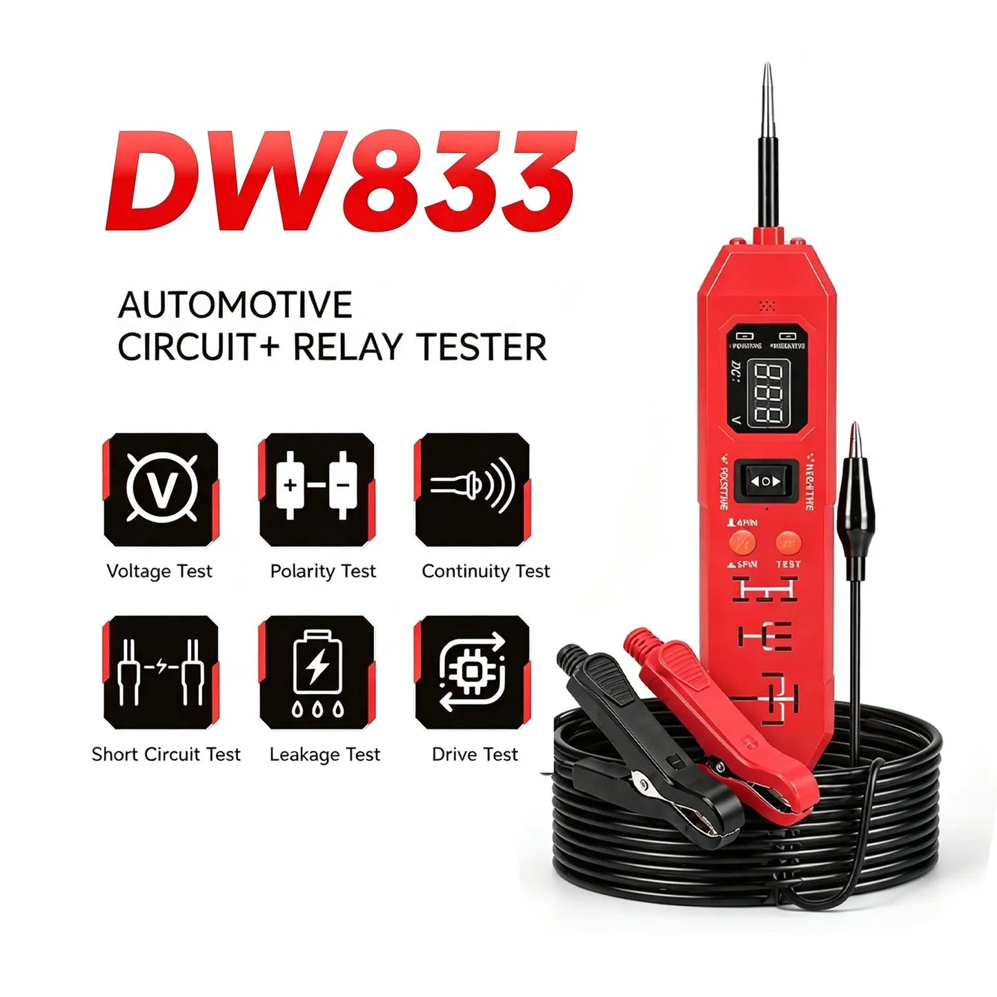 3-in-1 Automotive Circuit Tester – 12V/24V Voltage, Polarity & Continuity Tester
