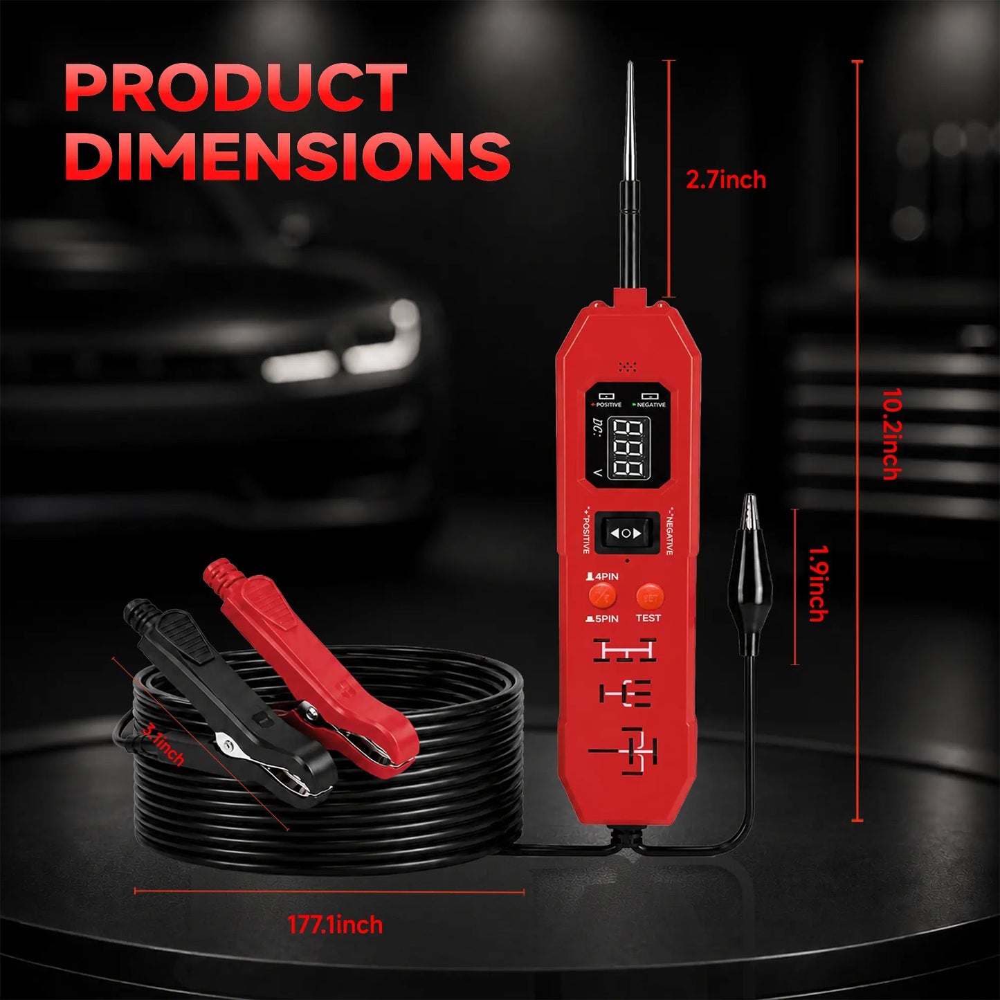 3-in-1 Automotive Circuit Tester – 12V/24V Voltage, Polarity & Continuity Tester