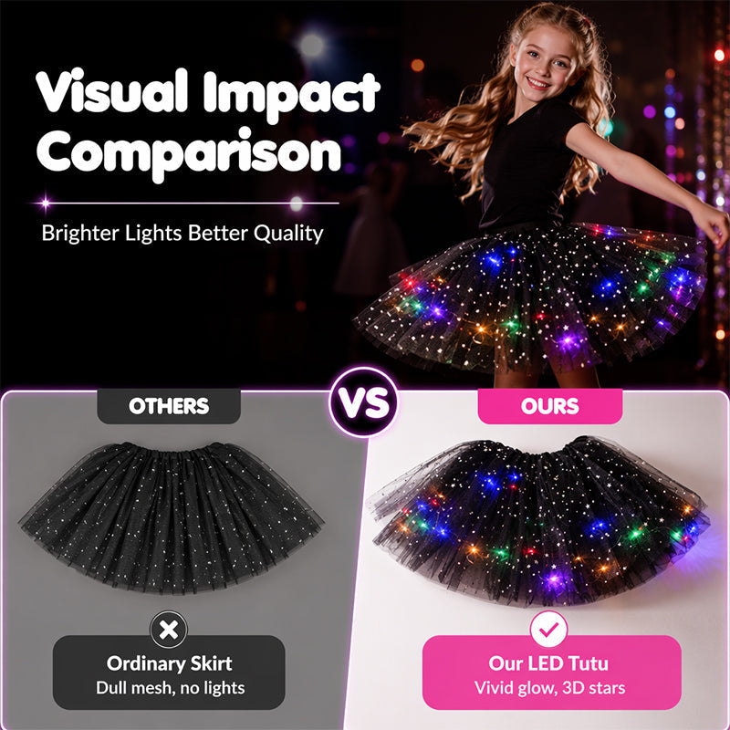 💃LED Sequin Tutu – Light Up the Party, Star Mesh Magic